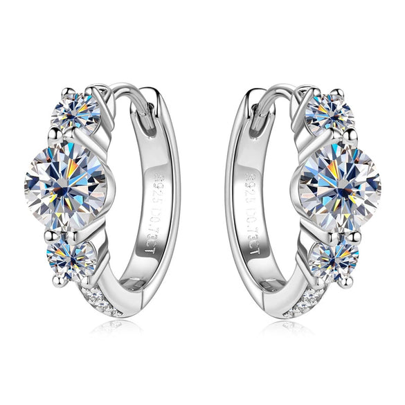 Moissanite Earrings Silver High Sense Geometric Electroplating Women's