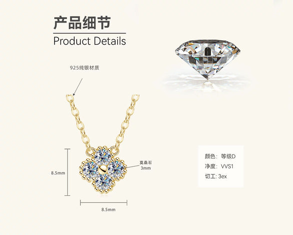 Moissanite Four Leaf Clover Bracelet S925 Silver Handmade Electroplated Jewelry For Women