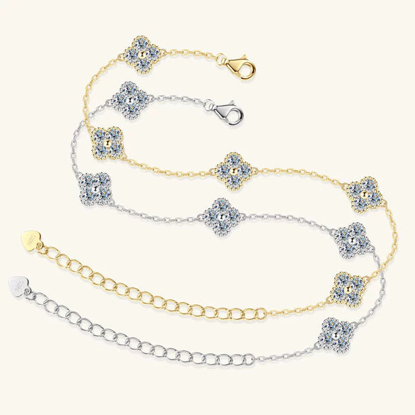 Moissanite Four Leaf Clover Bracelet S925 Silver Handmade Electroplated Jewelry For Women