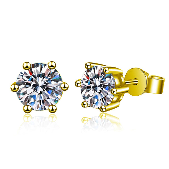 Moissanite Geometric 925 Sterling Silver Goldplated Electroplated Women's Earrings