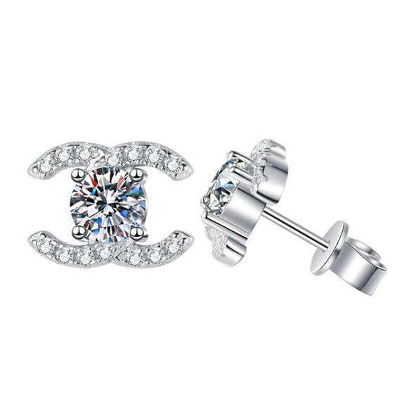 Moissanite Geometric 925 Sterling Silver Goldplated Electroplated Women's Earrings