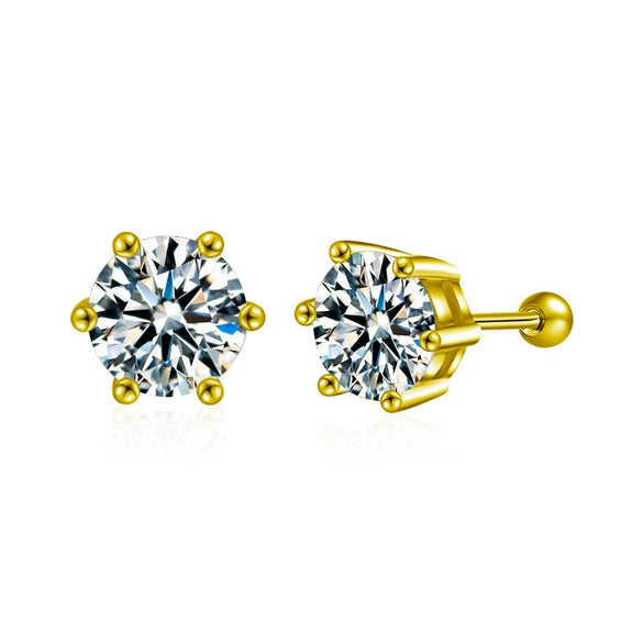 Moissanite Geometric 925 Sterling Silver Goldplated Electroplated Women's Earrings