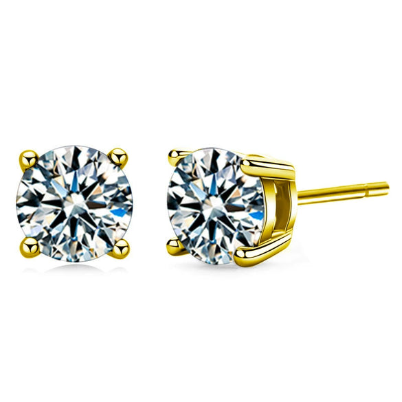 Moissanite Geometric 925 Sterling Silver Goldplated Electroplated Women's Earrings