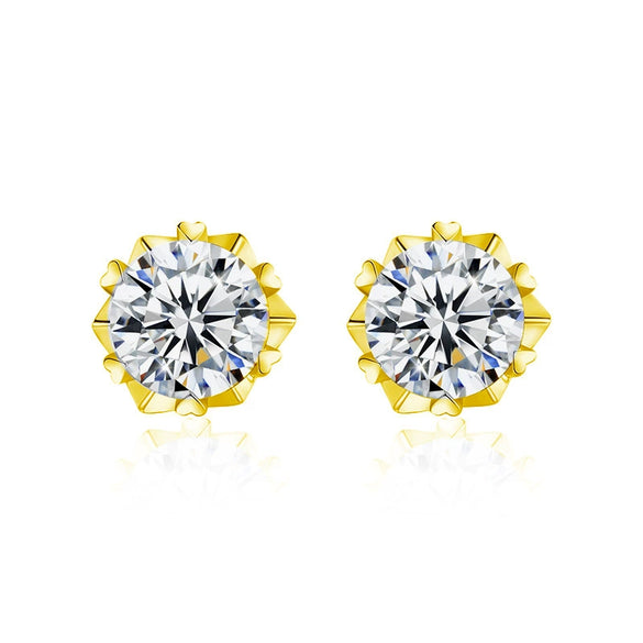 Moissanite Geometric 925 Sterling Silver Goldplated Electroplated Women's Earrings