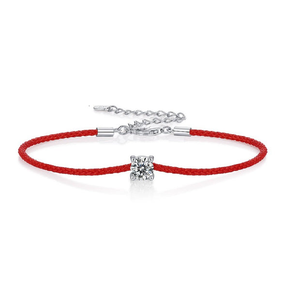 Moissanite Inlaid Red Rope Guardian Rope Bracelet Fashion Geometric Style For Women