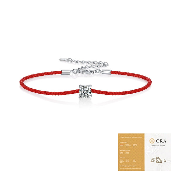 Moissanite Inlaid Red Rope Guardian Rope Bracelet Fashion Geometric Style For Women