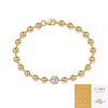 Moissanite Inlay 925 Silver Gold Bead Chain Geometric Style Women's Bracelet