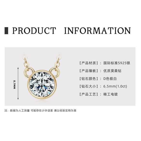 Moissanite Necklace S925 Sterling Silver Geometric Light Luxury Women's