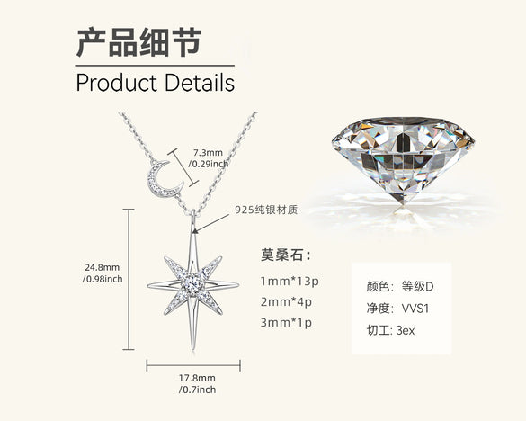 Moissanite Necklace S925 Sterling Silver Gold Plated Geometric O Shaped Chain Electroplating Light Luxury Style Women's