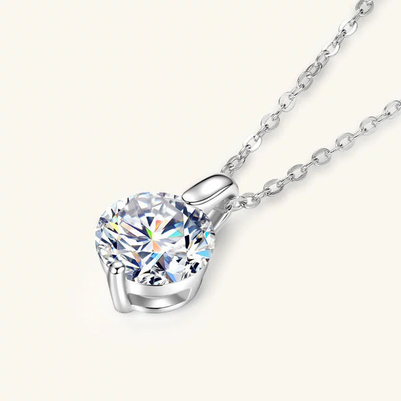 Moissanite Necklace S925 Sterling Silver Gold Plated Geometric O Shaped Chain Electroplating Light Luxury Style Women's