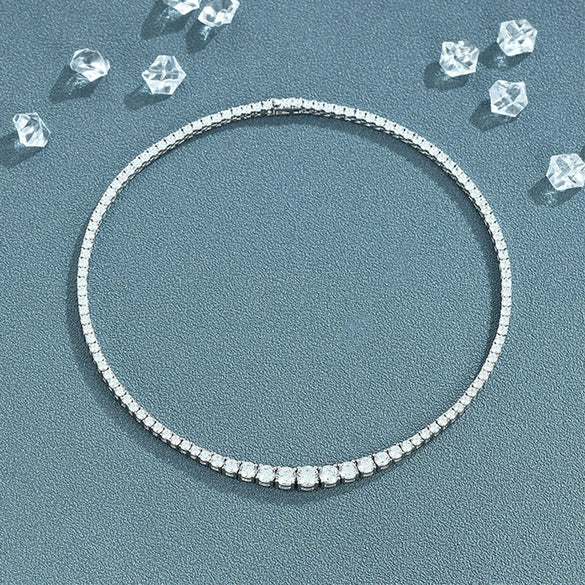 Moissanite Necklace 925 Silver Geometric Design