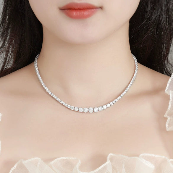 Moissanite Necklace 925 Silver Geometric Design