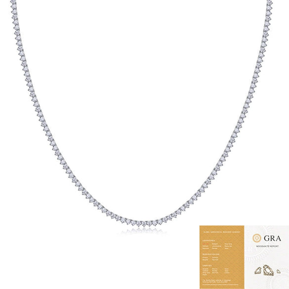 Moissanite Necklace 925 Silver Geometric Style Set With Diamonds