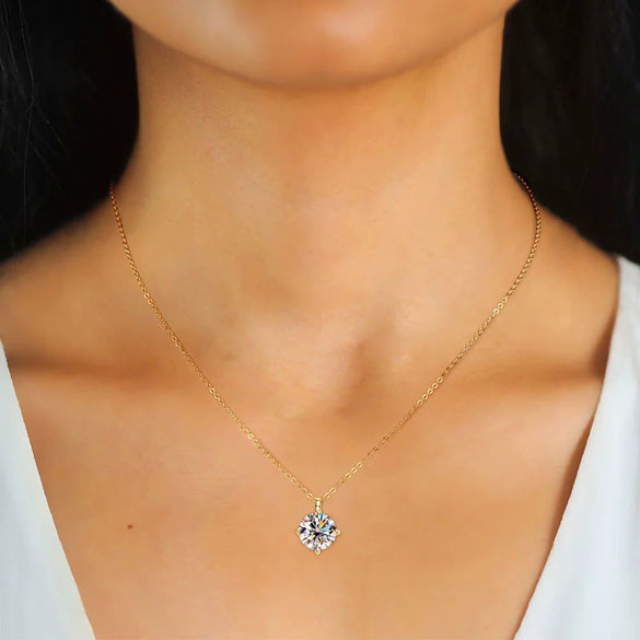 Moissanite Necklace 925 Sterling Silver Gold Plated Geometric Pattern Fourclaw Electroplating Oshaped Chain Women's Jewelry