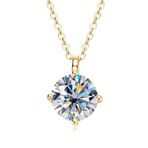 Moissanite Necklace 925 Sterling Silver Gold Plated Geometric Pattern Fourclaw Electroplating Oshaped Chain Women's Jewelry