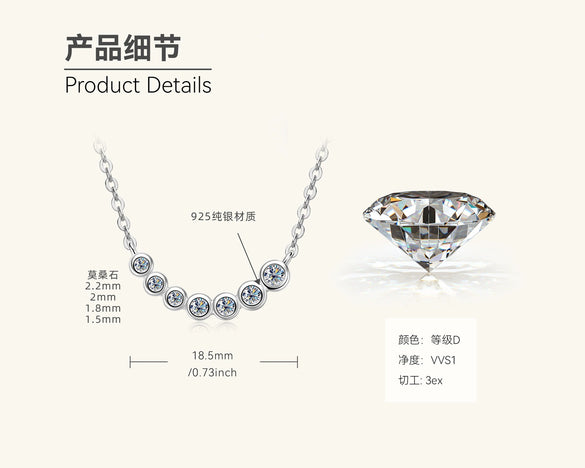 Moissanite Necklace 925 Sterling Silver Gold Plated Geometric Pattern Fourclaw Electroplating Oshaped Chain Women's Jewelry