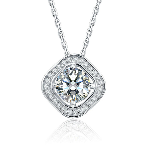 Moissanite Necklace Women's S925 Sterling Silver Geometric Ochain With Diamond Design