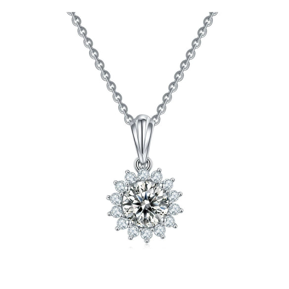 Moissanite Necklace Women's S925 Sterling Silver Geometric Ochain With Diamond Design