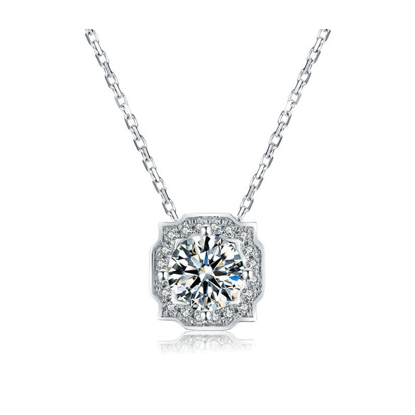 Moissanite Necklace Women's S925 Sterling Silver Geometric Ochain With Diamond Design