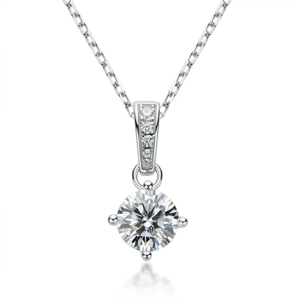 Moissanite Necklace Women's S925 Sterling Silver Geometric Ochain With Diamond Design