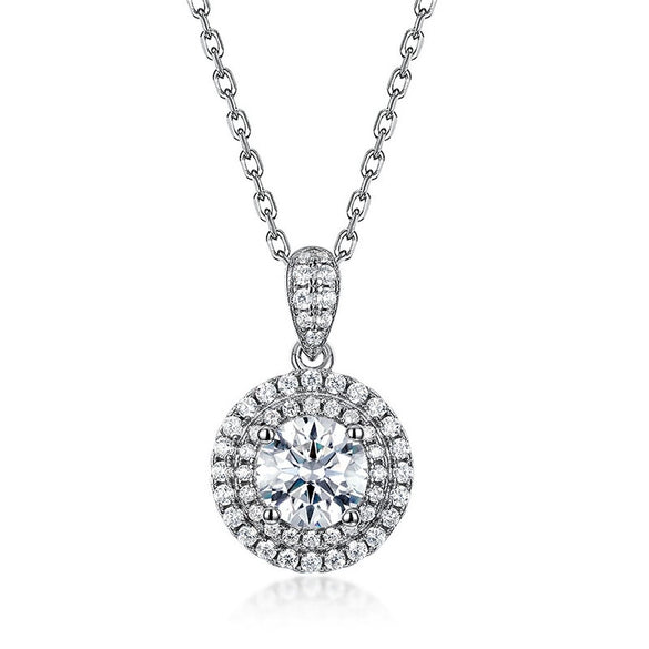 Moissanite Pendant Necklace Silver 925 Geometric Diamond Inlaid Light Luxury