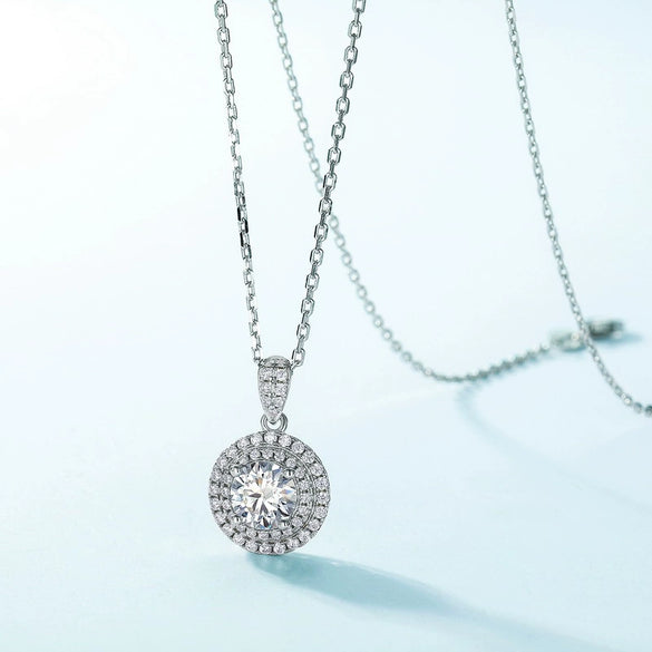 Moissanite Pendant Necklace Silver 925 Geometric Diamond Inlaid Light Luxury