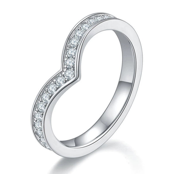 Moissanite Ring S925 Silver Geometric Style Ladies Jewelry