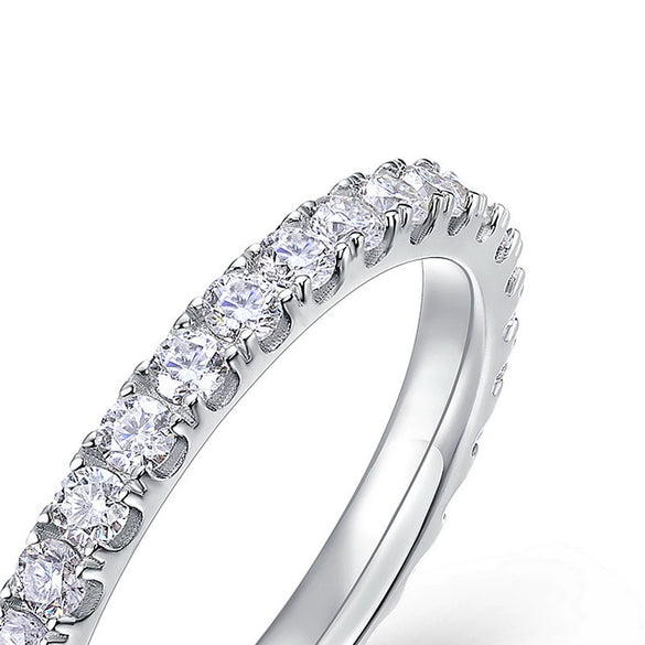 Moissanite Ring S225 Silver Geometric Style
