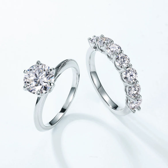 Moissanite Ring S925 Silver Inlaid Geometric Design Fashion Women's