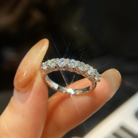 Moissanite Ring S925 Sterling Silver Fashion Style With Geometric Design Electroplated