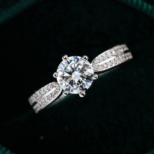 Moissanite Ring S925 Sterling Silver Geometric Design For Women