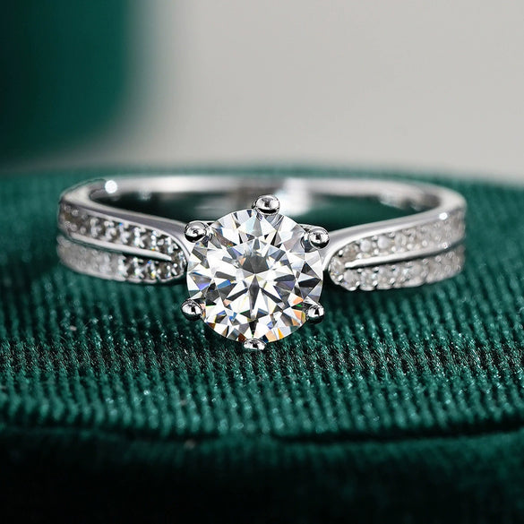 Moissanite Ring S925 Sterling Silver Geometric Design For Women