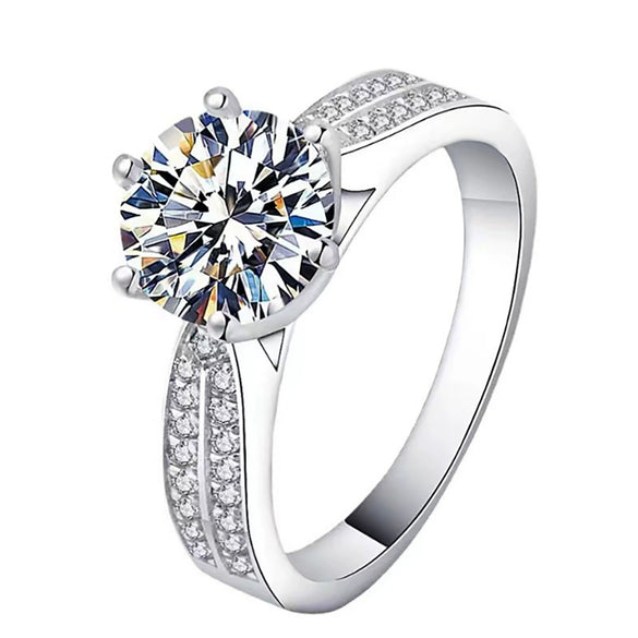Moissanite Ring S925 Sterling Silver Geometric Design For Women