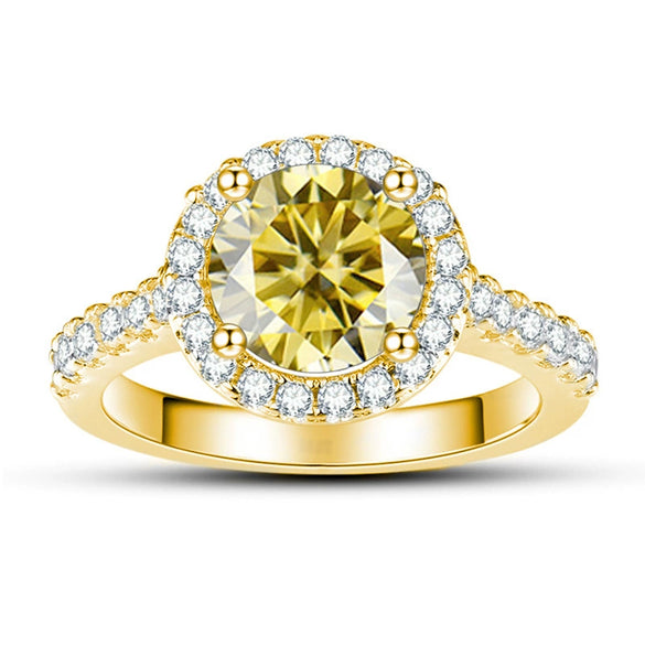 Moissanite Ring S925 Sterling Silver Round Shape Set With Gems Men's