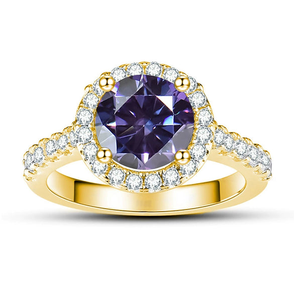 Moissanite Ring S925 Sterling Silver Round Shape Set With Gems Men's
