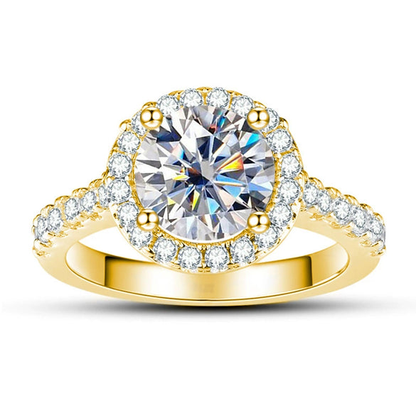 Moissanite Ring S925 Sterling Silver Round Shape Set With Gems Men's