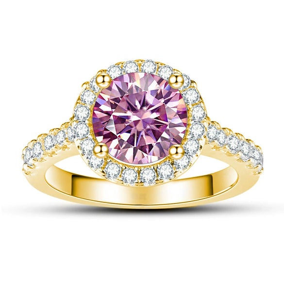 Moissanite Ring S925 Sterling Silver Round Shape Set With Gems Men's