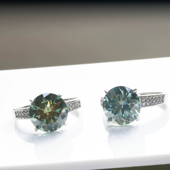Moissanite Ring Synthetic Moissanite Round Shape Set With Precious Stones Men's
