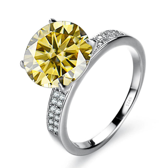 Moissanite Ring Synthetic Moissanite Round Shape Set With Precious Stones Men's