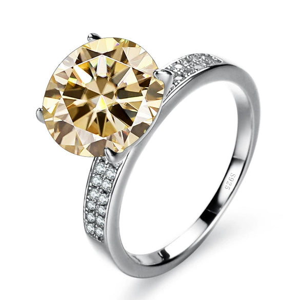 Moissanite Ring Synthetic Moissanite Round Shape Set With Precious Stones Men's