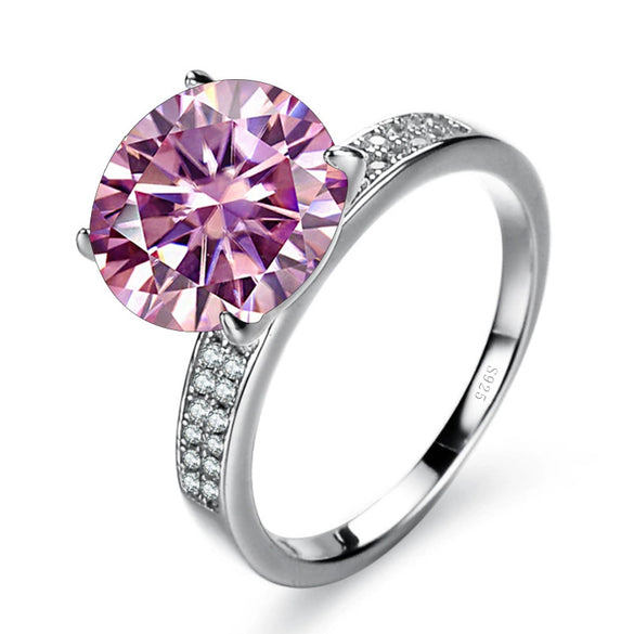 Moissanite Ring Synthetic Moissanite Round Shape Set With Precious Stones Men's
