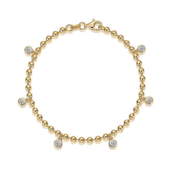 Moissanite Round Bead 925 Silver Bracelet For Female Light Luxury Design