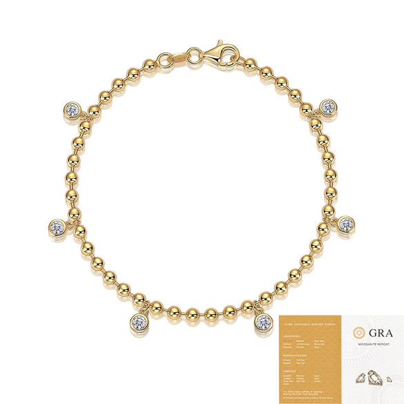 Moissanite Round Bead 925 Silver Bracelet For Female Light Luxury Design