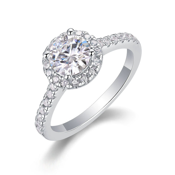 Moissanite S925 Silver Inlaid Geometric Style Women's Ring