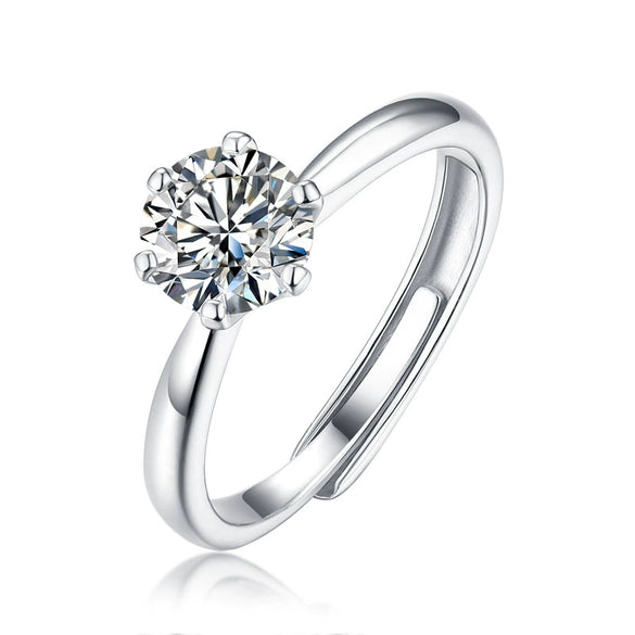 Moissanite S925 Silver Inlaid Geometric Style Women's Ring