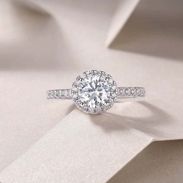 Moissanite S925 Silver Inlaid Geometric Style Women's Ring