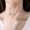 Moissanite S925 Sterling Silver Geometric Fourleaf Clover Ring Set With Diamonds Light Luxury Design