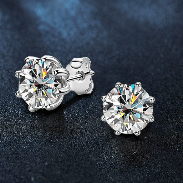 Moissanite S925 Sterling Silver Geometric Minimalist Earrings For Girls