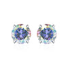 Moissanite S925 Sterling Silver Goldplated Geometric Fourclaw Earrings