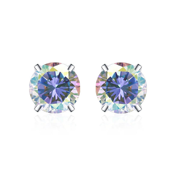 Moissanite S925 Sterling Silver Goldplated Geometric Fourclaw Earrings